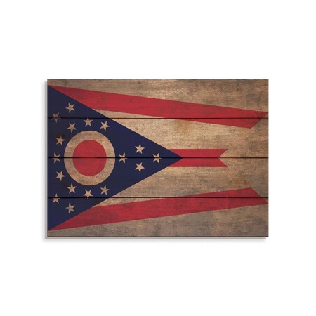 Wile E. Wood 20 x 14 in. Ohio State Flag Wood Art FLOH-2014
